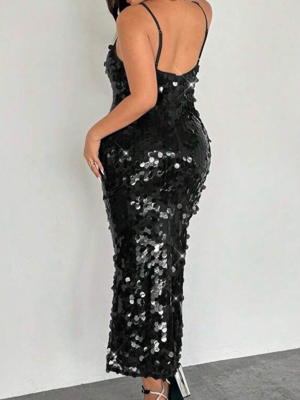 ‘NWOT Black Sequin V-Neck Slip Dress’🖤 - Picture 3 of 5